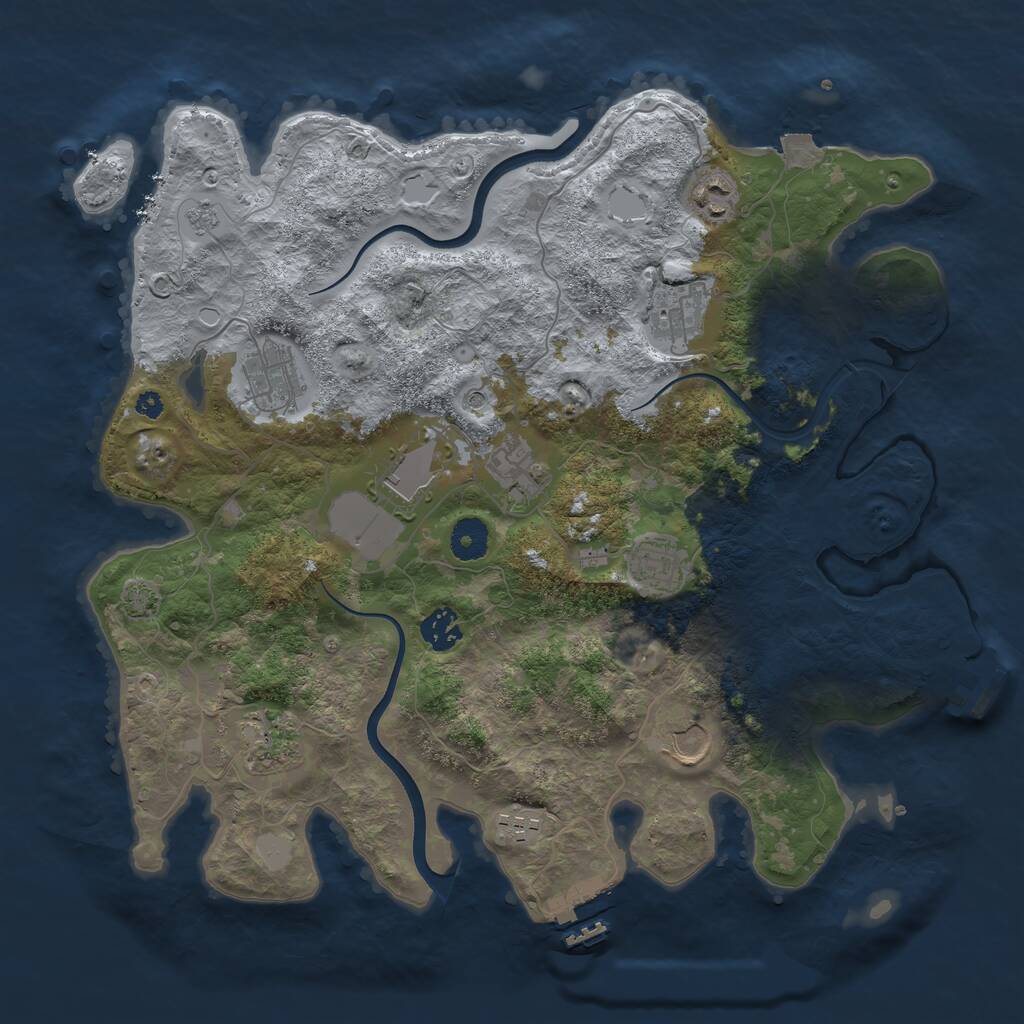 Rust Map: Procedural Map, Size: 3750, Seed: 6042, 16 Monuments