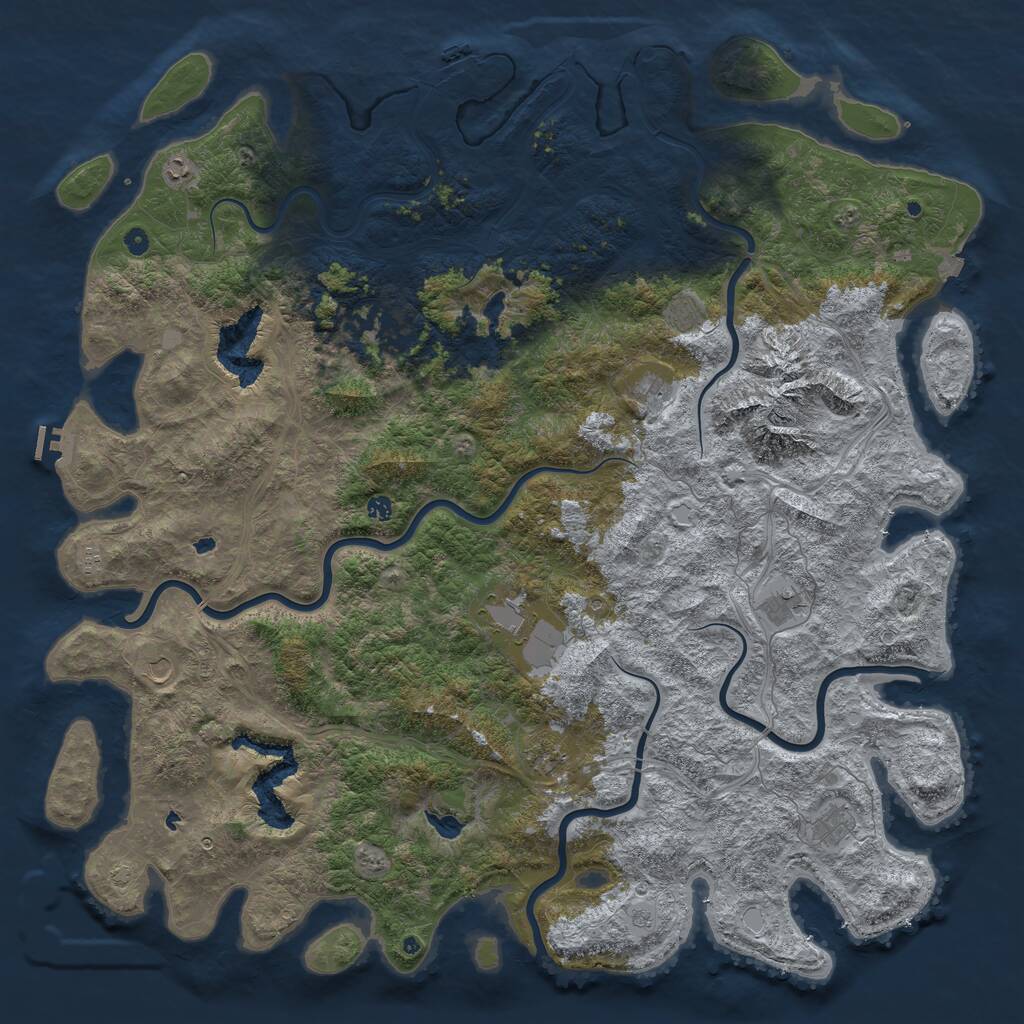Rust Map: Procedural Map, Size: 6000, Seed: 239503798, 17 Monuments
