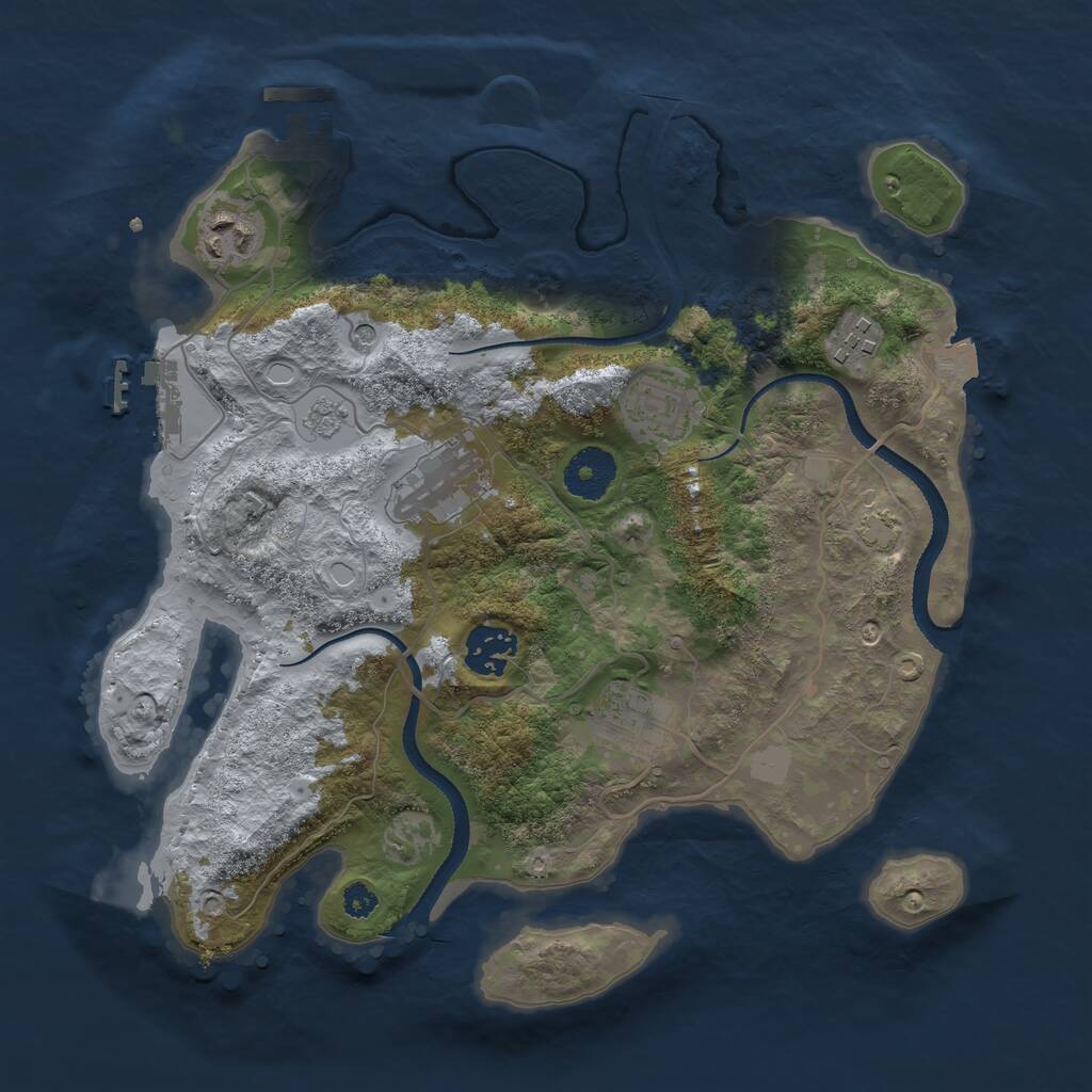 Rust Map: Procedural Map, Size: 3200, Seed: 1416765511, 12 Monuments