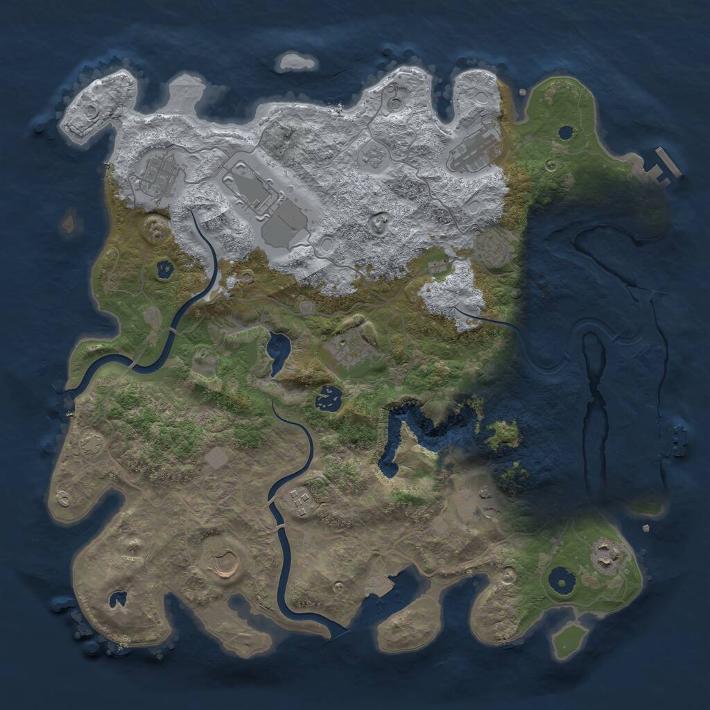 Rust Map: Procedural Map, Size: 4000, Seed: 1254666255, 16 Monuments