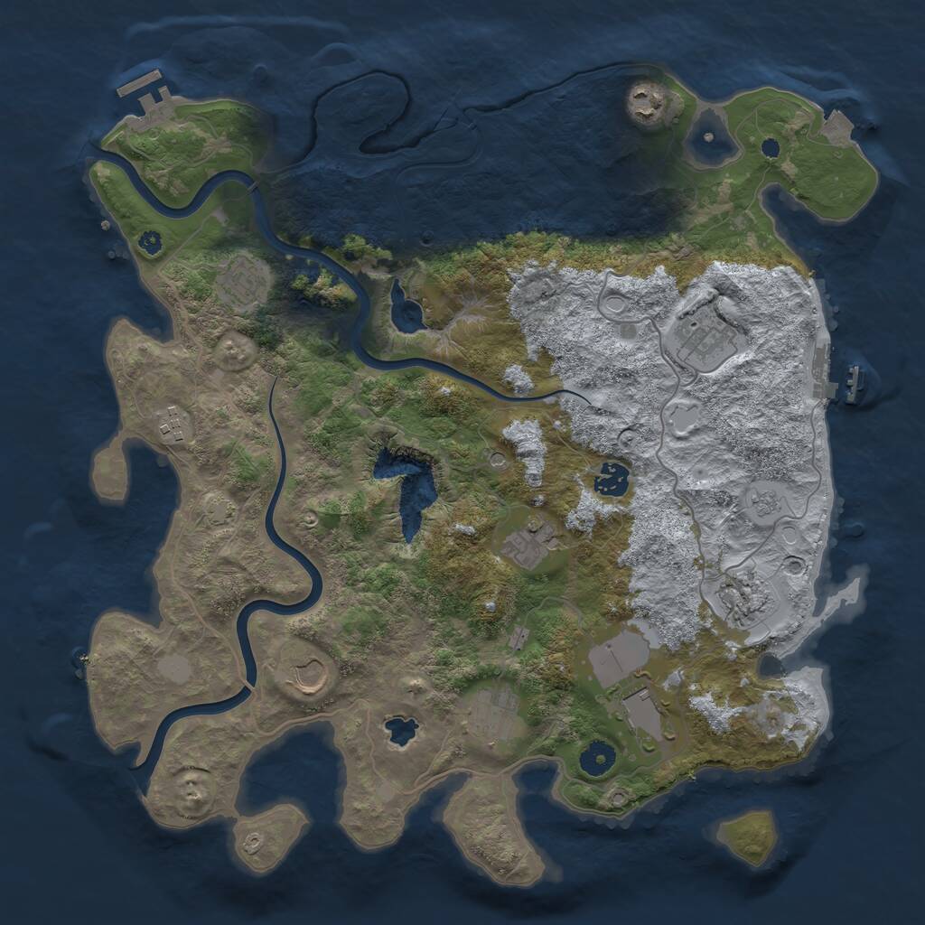 Rust Map: Procedural Map, Size: 4000, Seed: 1939807098, 16 Monuments