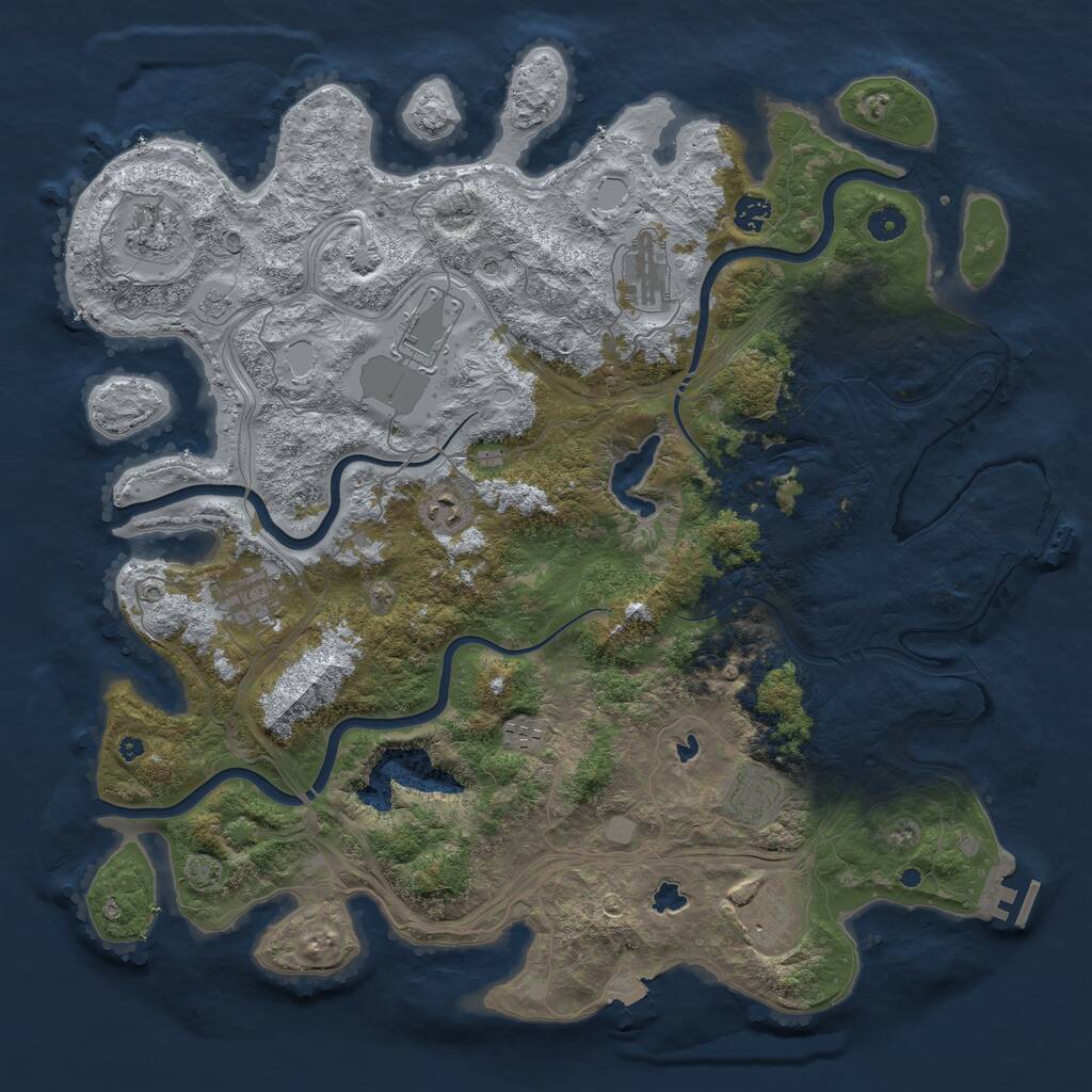 Rust Map: Procedural Map, Size: 4500, Seed: 525886957, 15 Monuments