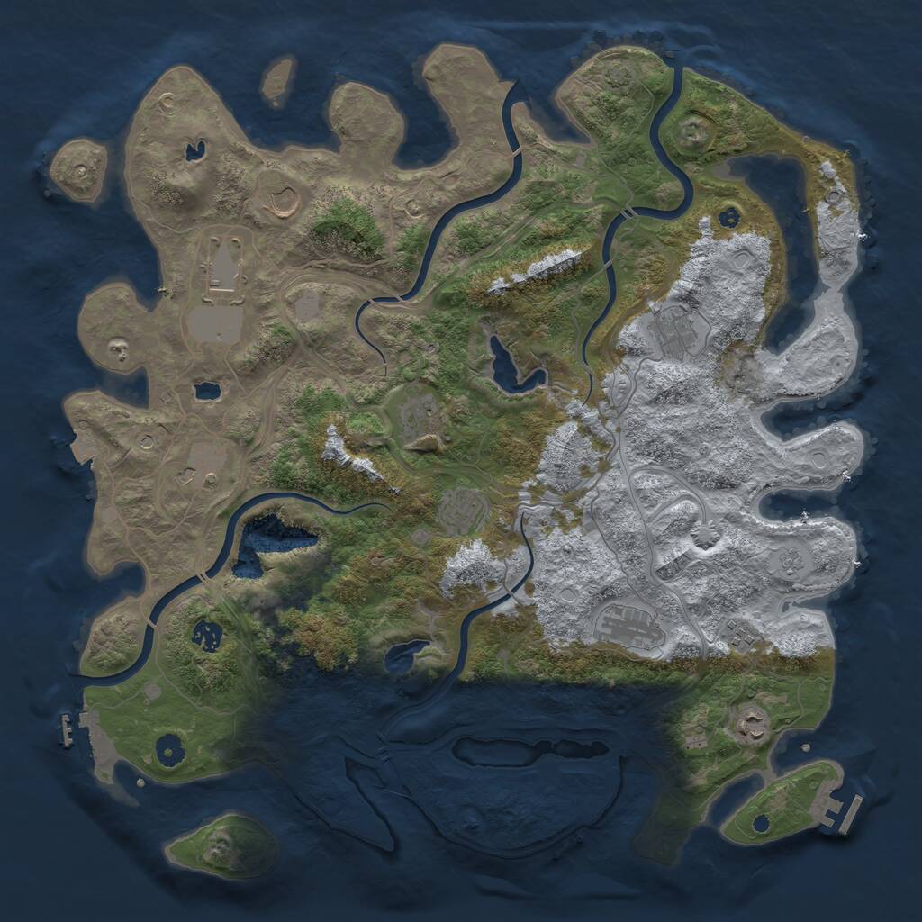 Rust Map: Procedural Map, Size: 4500, Seed: 1066701915, 16 Monuments