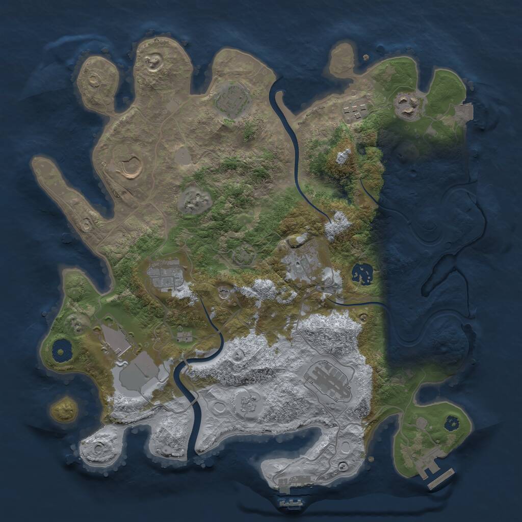 Rust Map: Procedural Map, Size: 3500, Seed: 1966095412, 15 Monuments