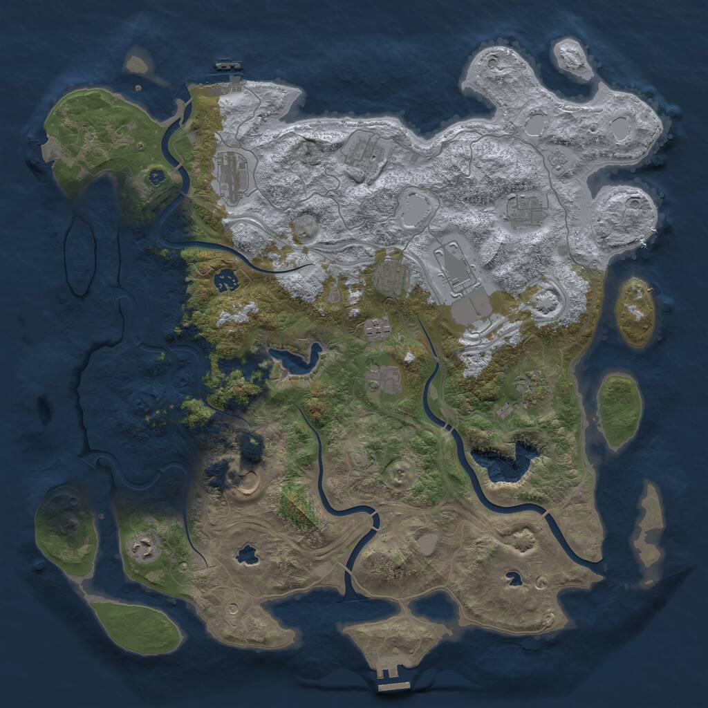 Rust Map: Procedural Map, Size: 4500, Seed: 594682222, 17 Monuments