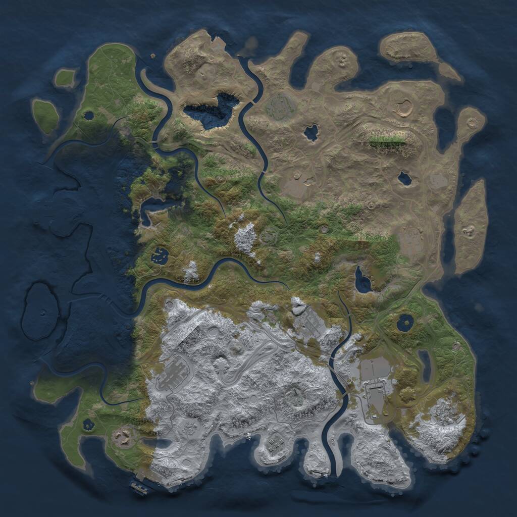 Rust Map: Procedural Map, Size: 4500, Seed: 433883689, 17 Monuments