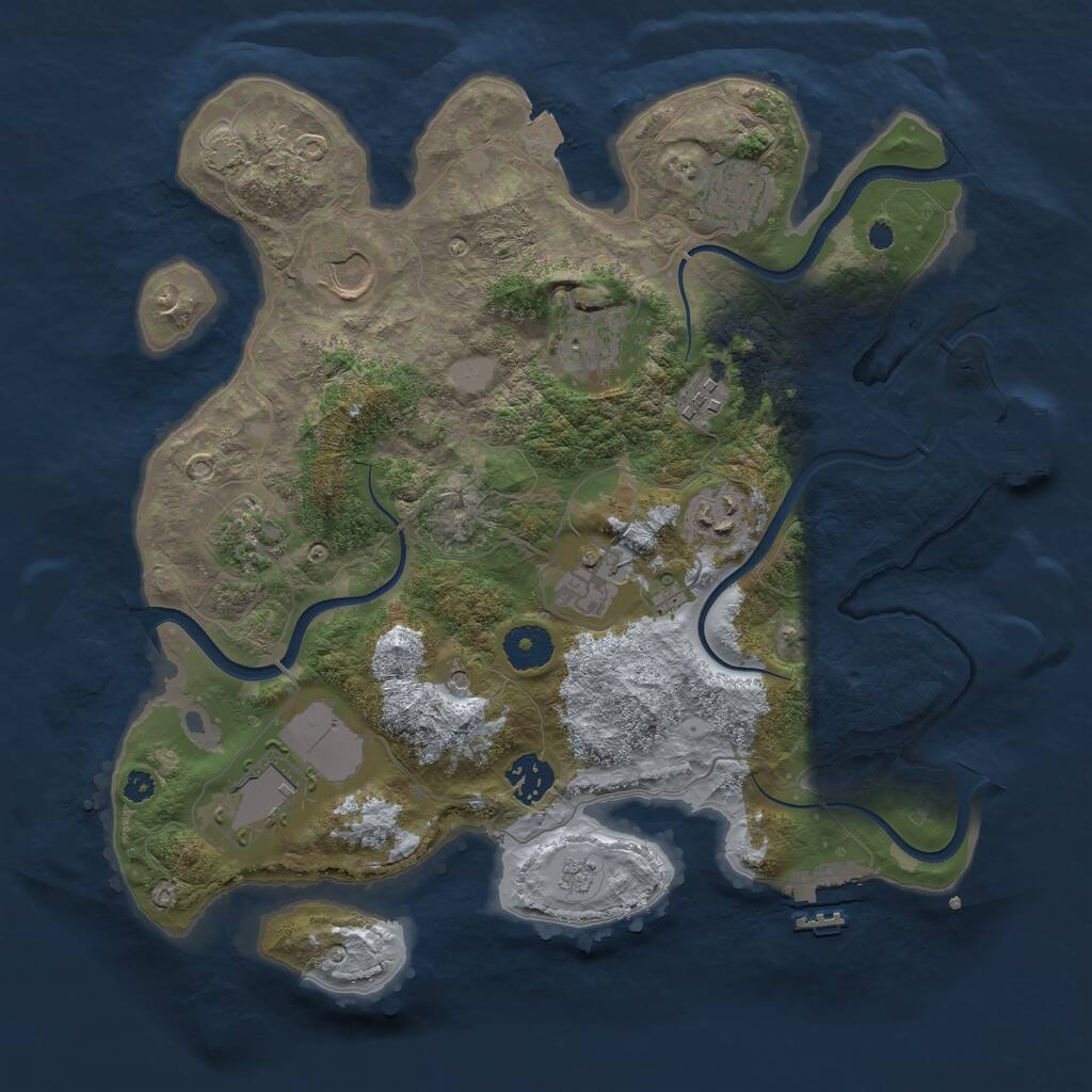 Rust Map: Procedural Map, Size: 3500, Seed: 440809425, 15 Monuments