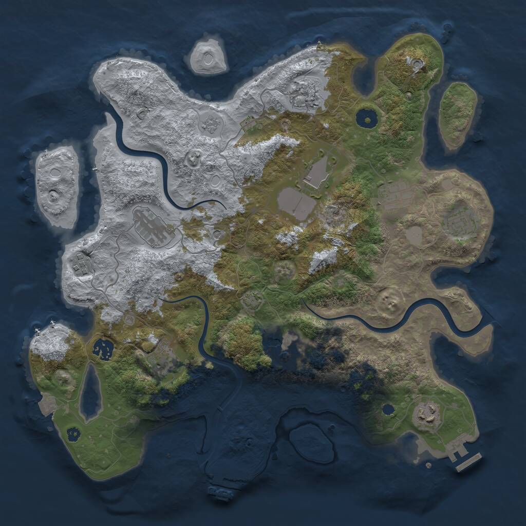 Rust Map: Procedural Map, Size: 3750, Seed: 1654391345, 16 Monuments
