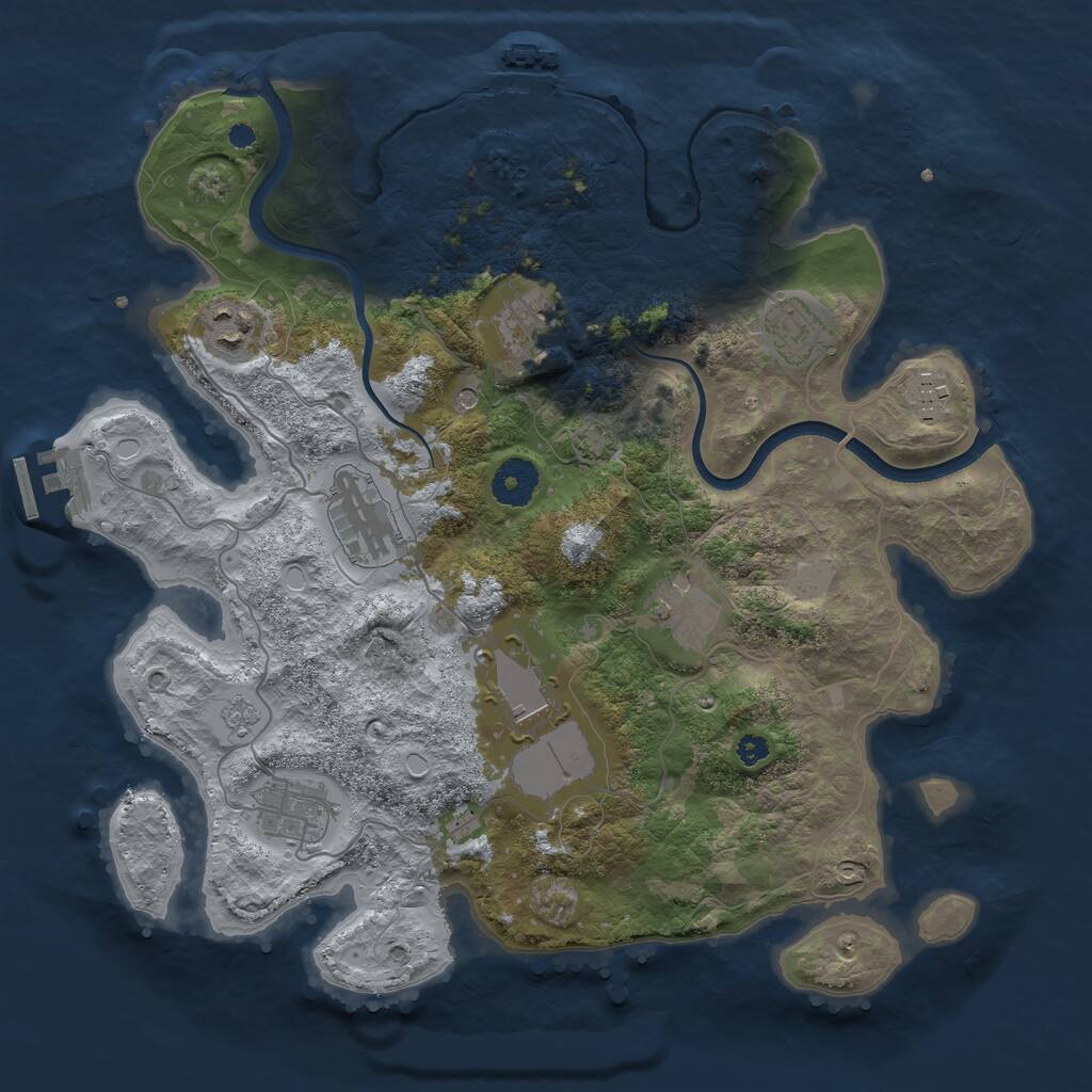 Rust Map: Procedural Map, Size: 3500, Seed: 23854723, 14 Monuments