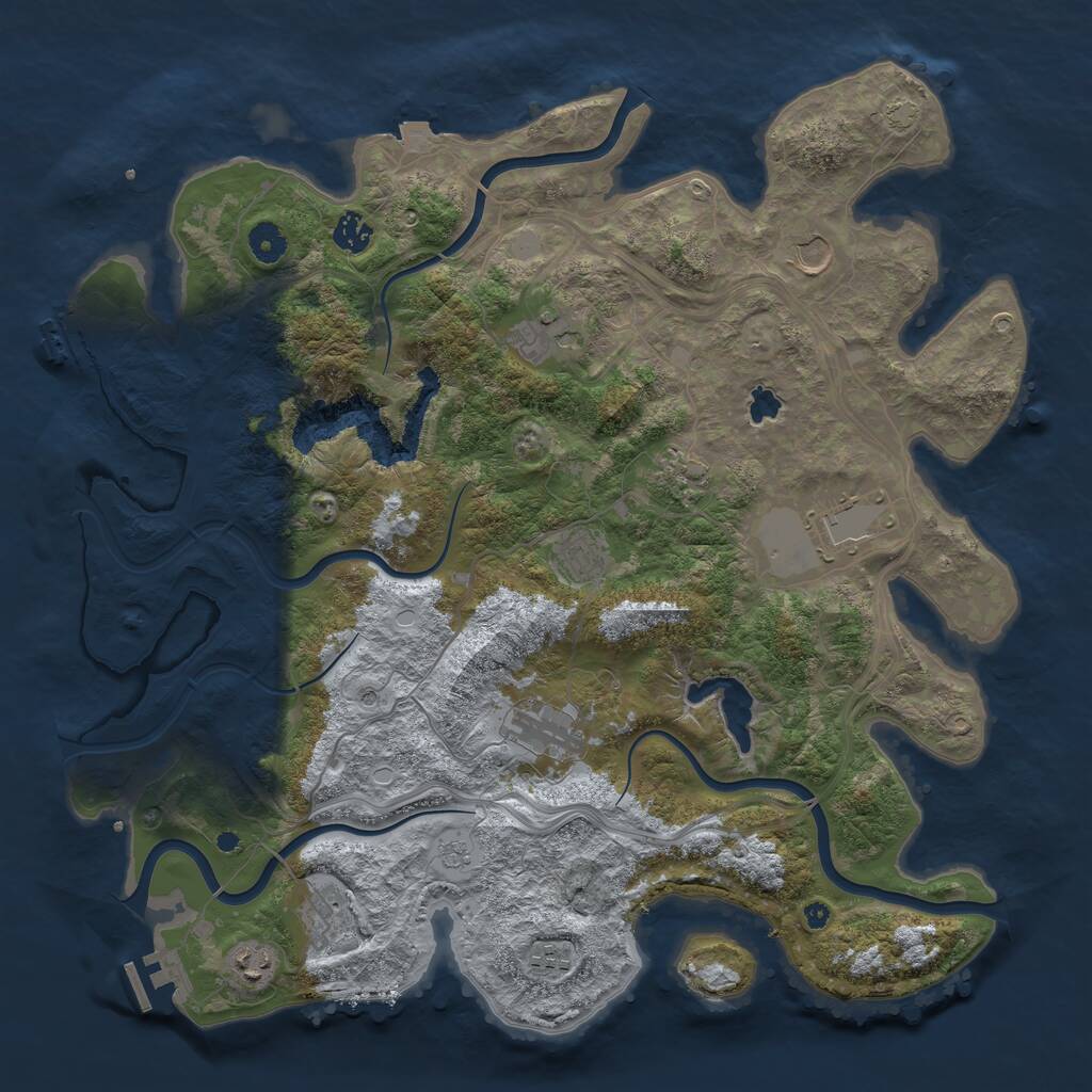 Rust Map: Procedural Map, Size: 4250, Seed: 114669210, 16 Monuments