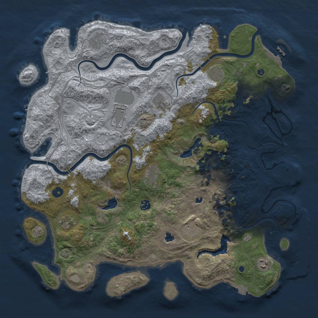 Rust Map: Procedural Map, Size: 4500, Seed: 55433955, 16 Monuments