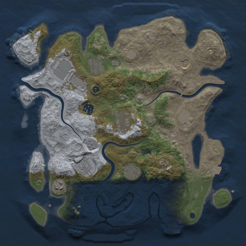 Rust Map: Procedural Map, Size: 3500, Seed: 505518374, 16 Monuments