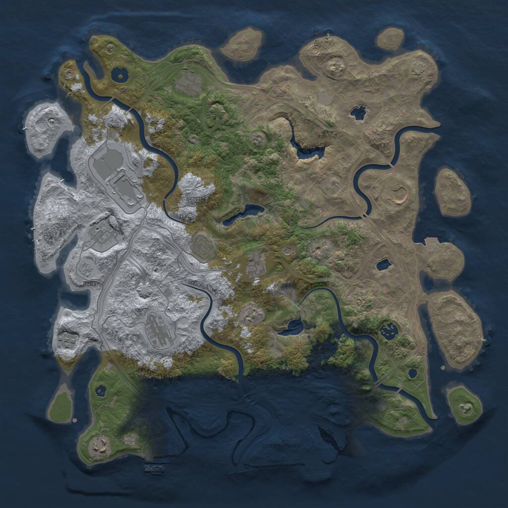 Rust Map: Procedural Map, Size: 4500, Seed: 325135522, 16 Monuments