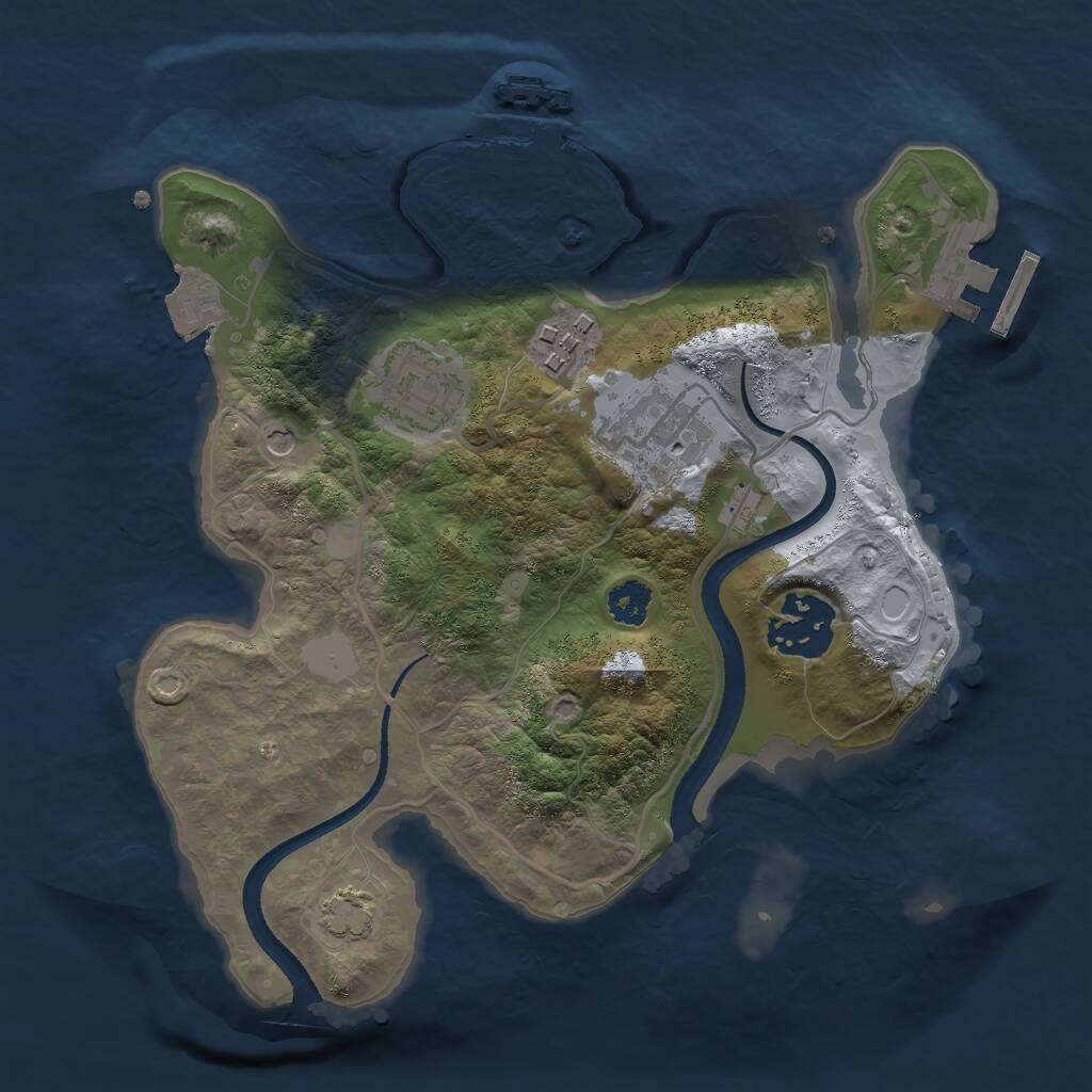 Rust Map: Procedural Map, Size: 2500, Seed: 37647373, 9 Monuments