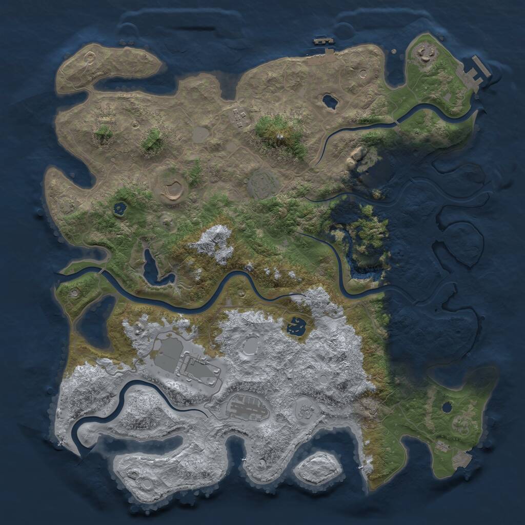 Rust Map: Procedural Map, Size: 4200, Seed: 2127333532, 14 Monuments