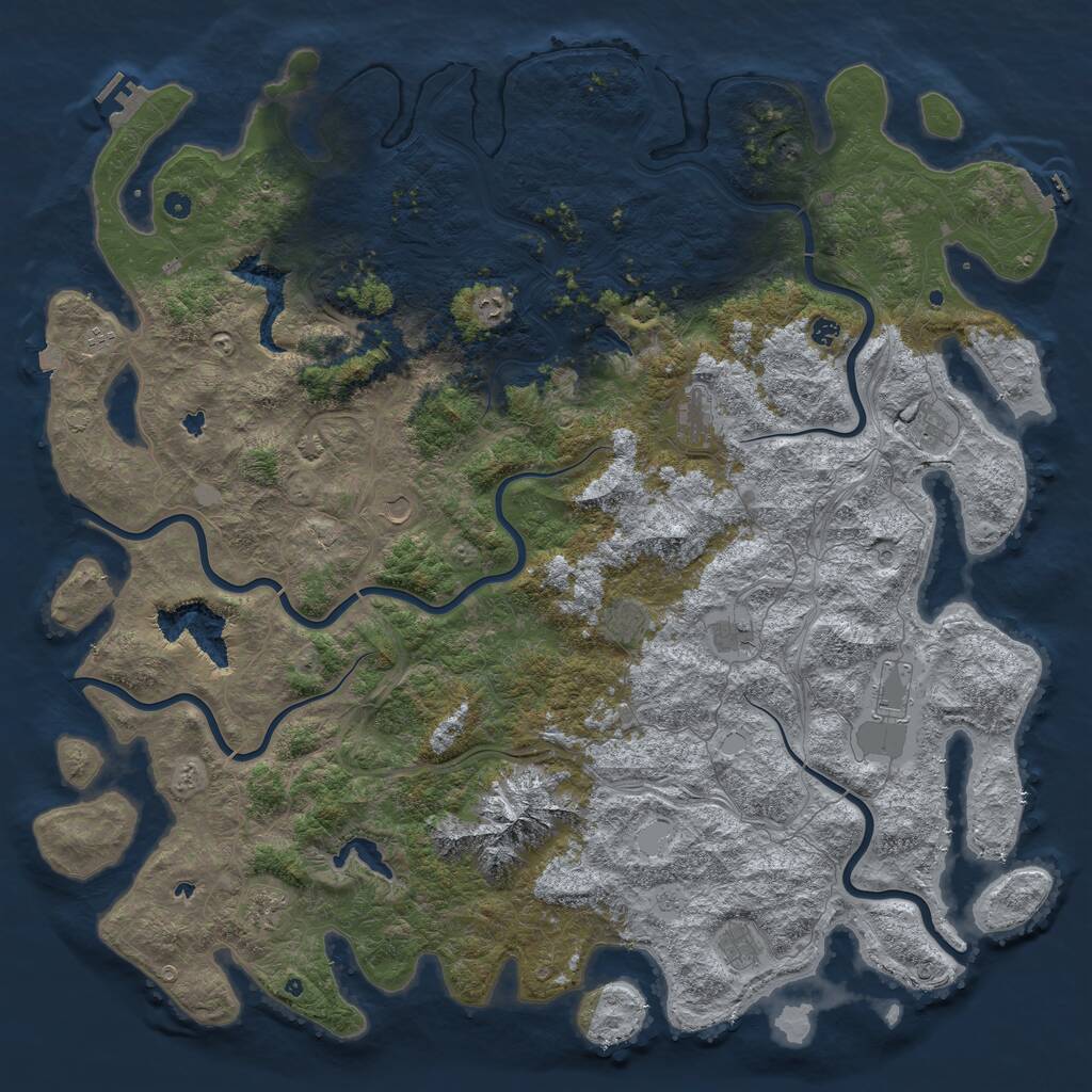 Rust Map: Procedural Map, Size: 6000, Seed: 74443100, 17 Monuments
