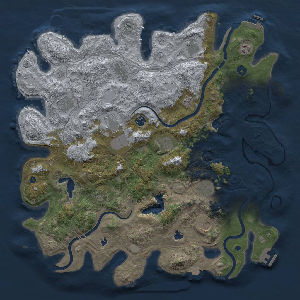 Rust Map: Procedural Map, Size: 4500, Seed: 1127099839, 17 Monuments