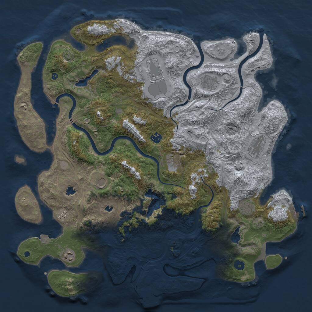Rust Map: Procedural Map, Size: 4500, Seed: 1919072, 16 Monuments