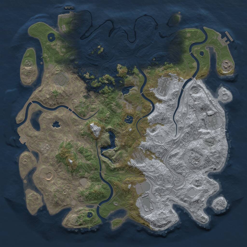Rust Map: Procedural Map, Size: 4400, Seed: 1163659443, 16 Monuments