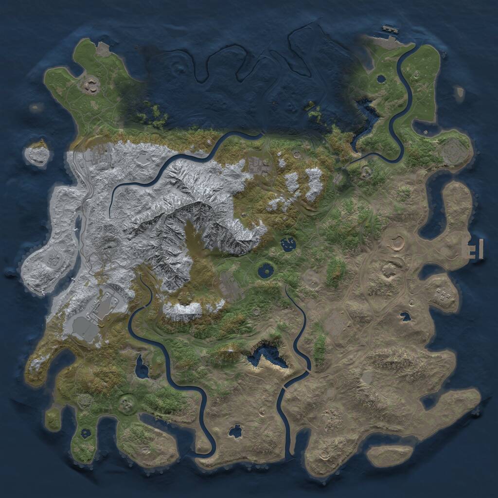Rust Map: Procedural Map, Size: 5000, Seed: 156299232, 17 Monuments