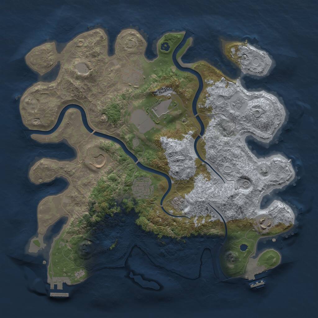 Rust Map: Procedural Map, Size: 3500, Seed: 195495879, 12 Monuments