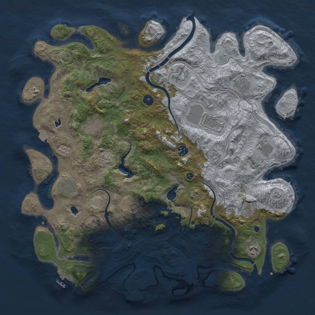 Rust Map: Procedural Map, Size: 4500, Seed: 605355701, 17 Monuments