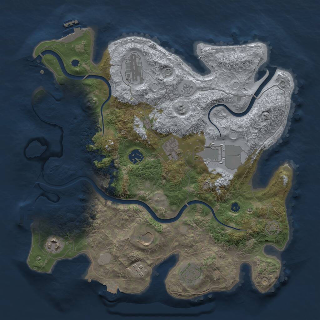 Rust Map: Procedural Map, Size: 3500, Seed: 856632, 14 Monuments