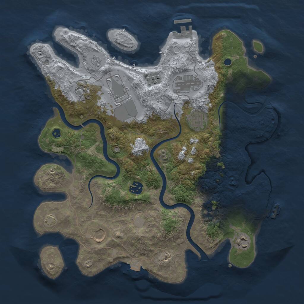 Rust Map: Procedural Map, Size: 3500, Seed: 874612393, 14 Monuments
