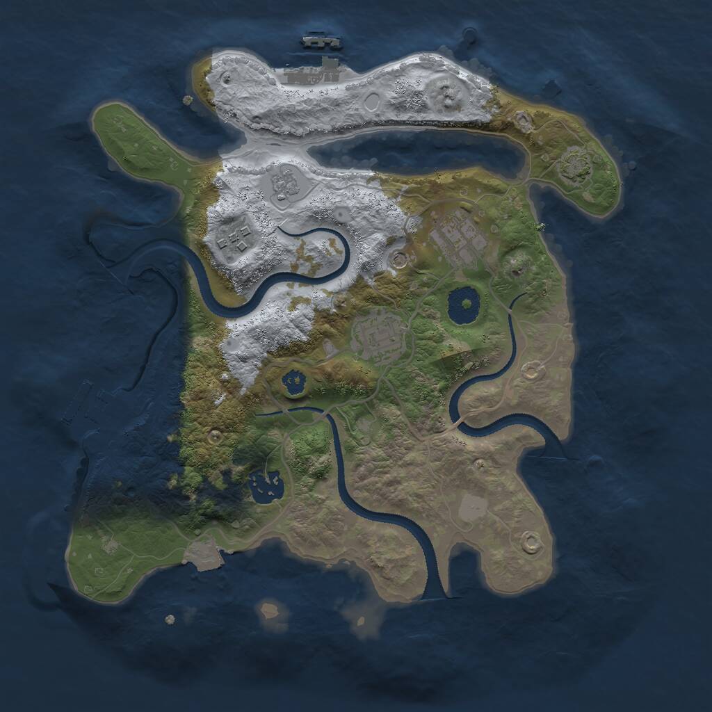 Rust Map: Procedural Map, Size: 3000, Seed: 44647, 10 Monuments