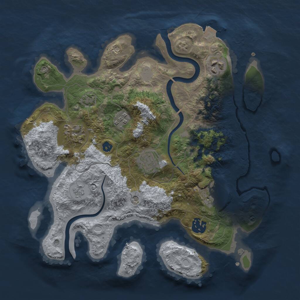 Rust Map: Procedural Map, Size: 3000, Seed: 90212472, 10 Monuments