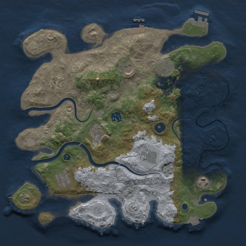 Rust Map: Procedural Map, Size: 3500, Seed: 114868, 15 Monuments