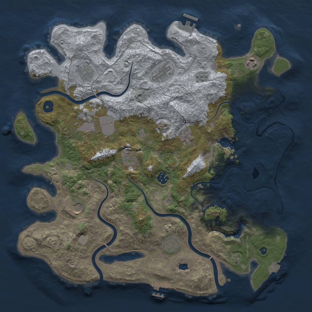 Rust Map: Procedural Map, Size: 4096, Seed: 1925112221, 16 Monuments