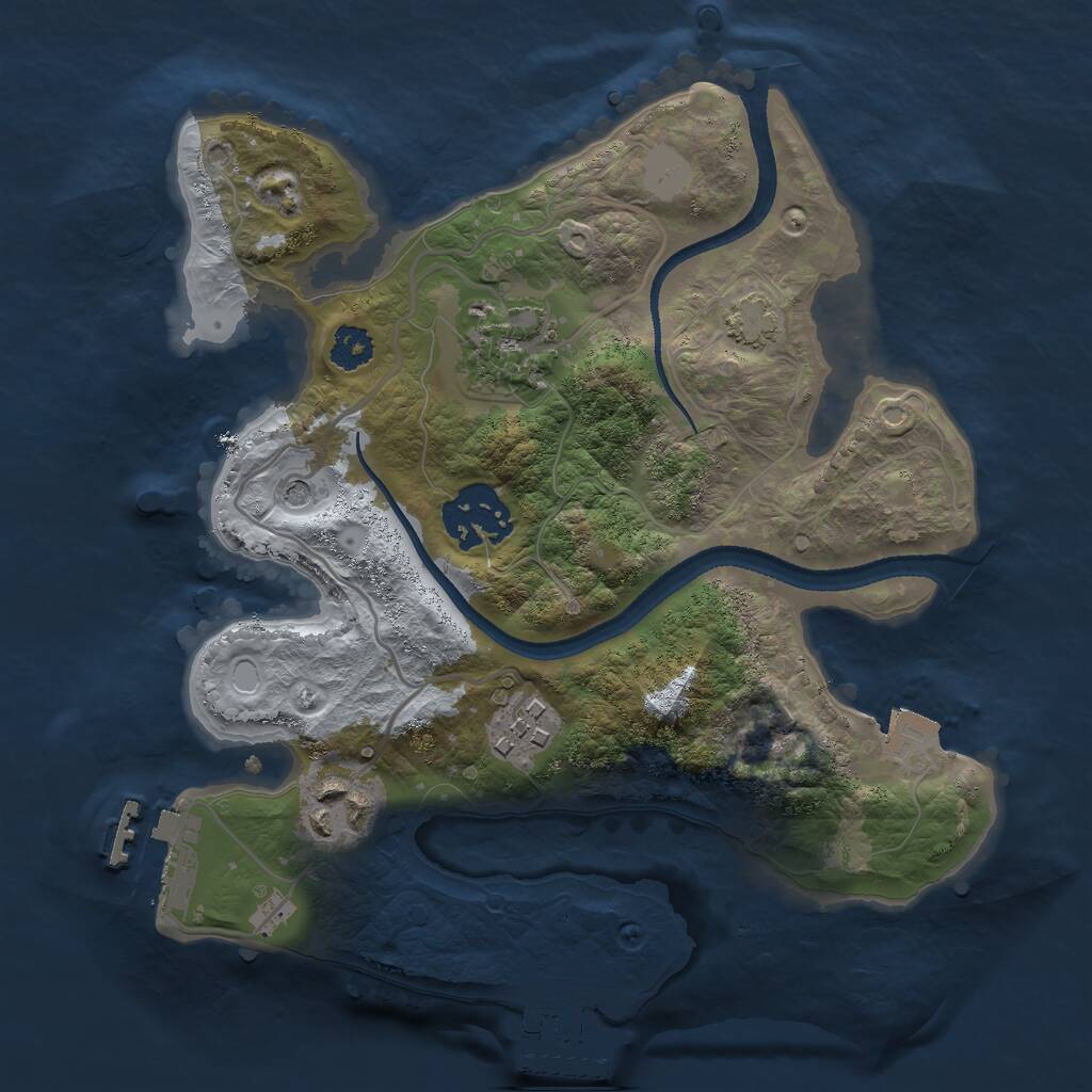 Rust Map: Procedural Map, Size: 2500, Seed: 893823006, 9 Monuments