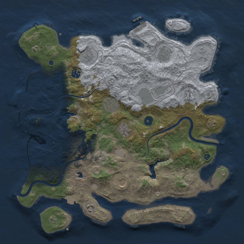 Rust Map: Procedural Map, Size: 4000, Seed: 346857, 16 Monuments