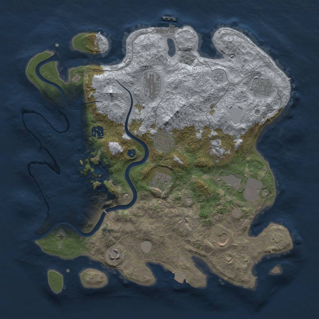 Rust Map: Procedural Map, Size: 3700, Seed: 1052640915, 15 Monuments