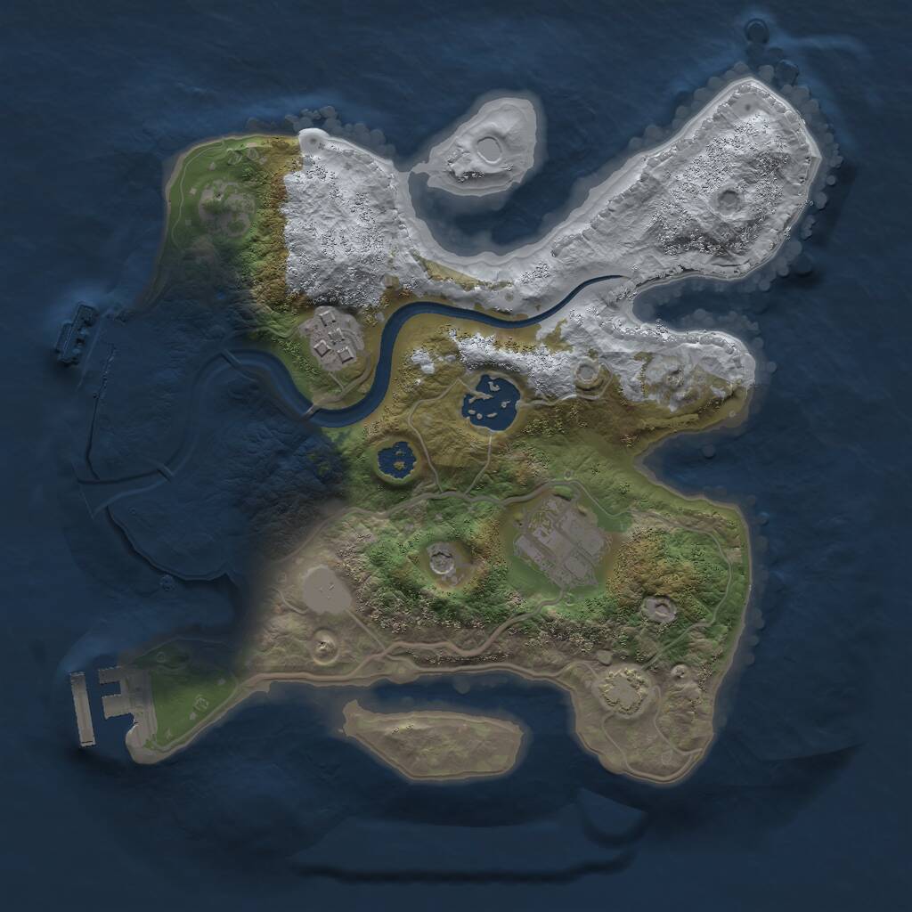 Rust Map: Procedural Map, Size: 2500, Seed: 376630587, 8 Monuments