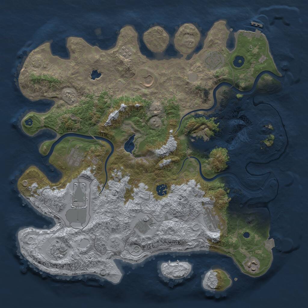 Rust Map: Procedural Map, Size: 4000, Seed: 677, 16 Monuments