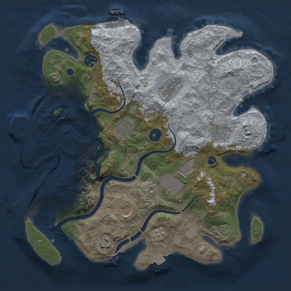 Rust Map: Procedural Map, Size: 3500, Seed: 212224, 14 Monuments