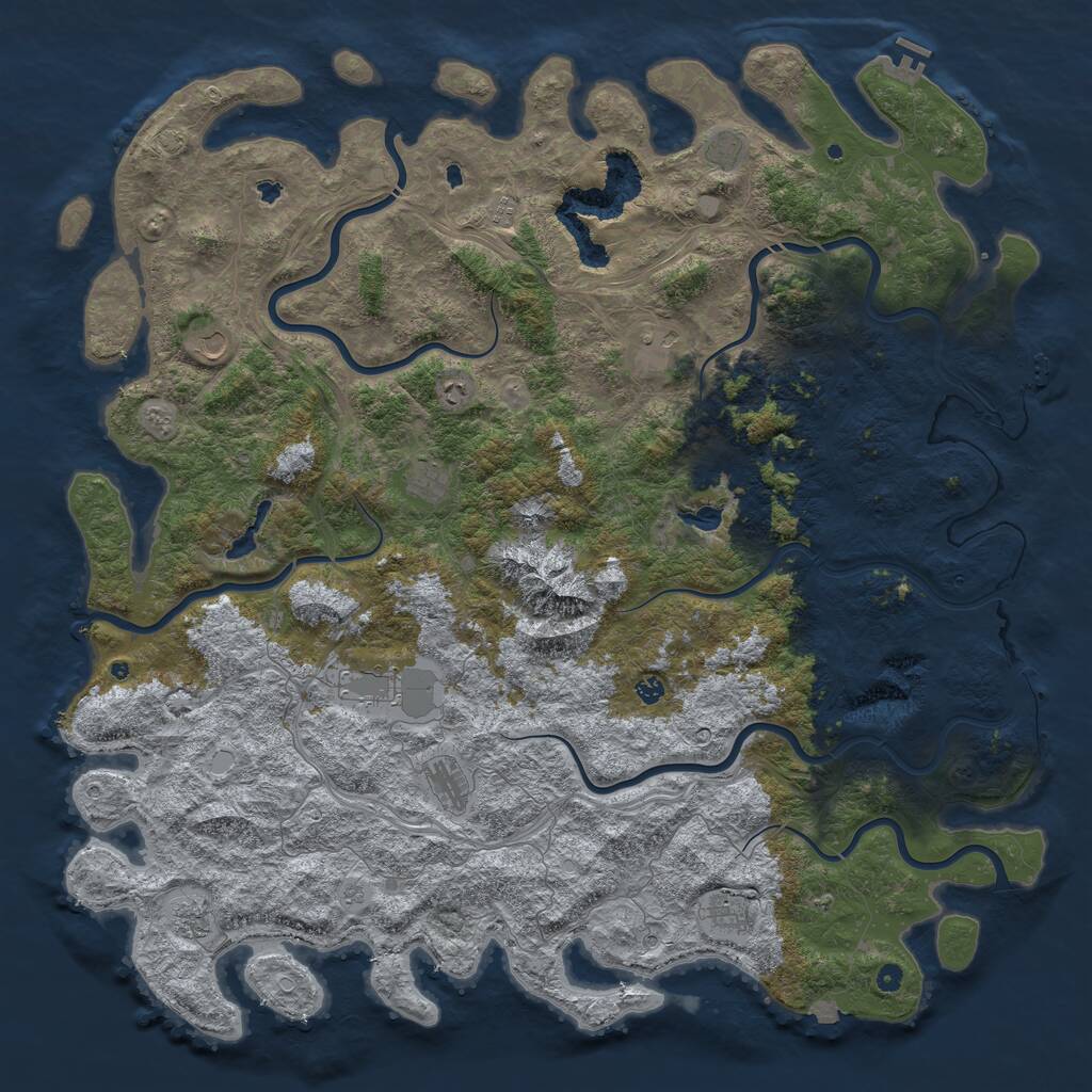 Rust Map: Procedural Map, Size: 6000, Seed: 872226501, 17 Monuments