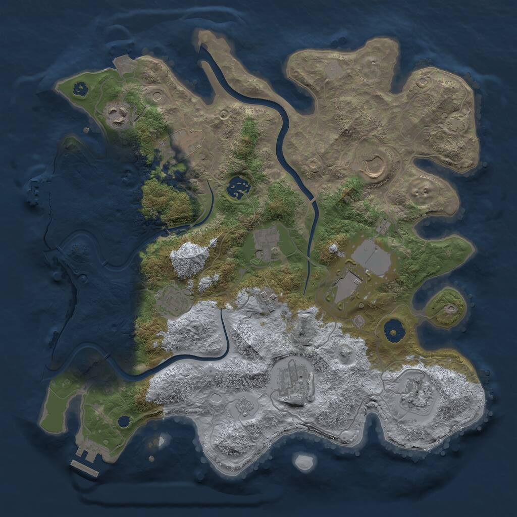 Rust Map: Procedural Map, Size: 3550, Seed: 1041084472, 16 Monuments