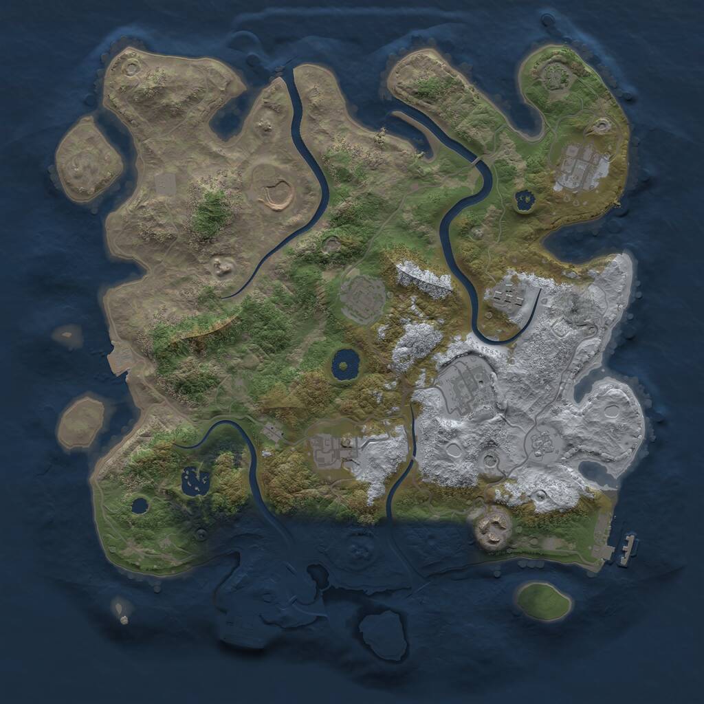 Rust Map: Procedural Map, Size: 3500, Seed: 98761982, 14 Monuments