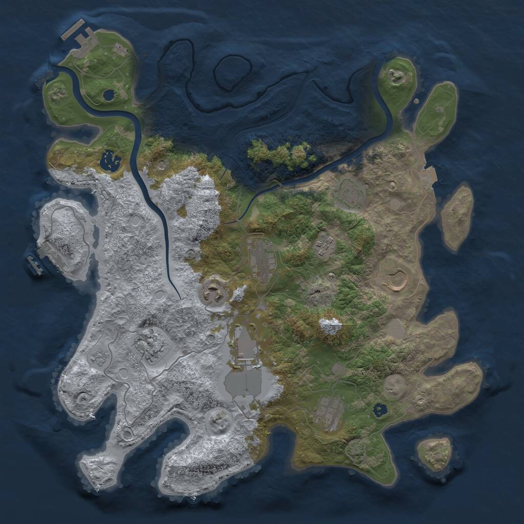 Rust Map: Procedural Map, Size: 3750, Seed: 2033771833, 15 Monuments