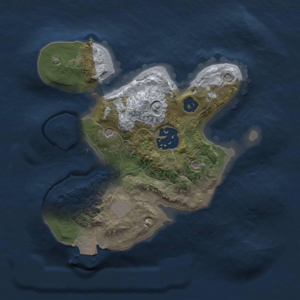 Rust Map: Procedural Map, Size: 2000, Seed: 886133927, 3 Monuments