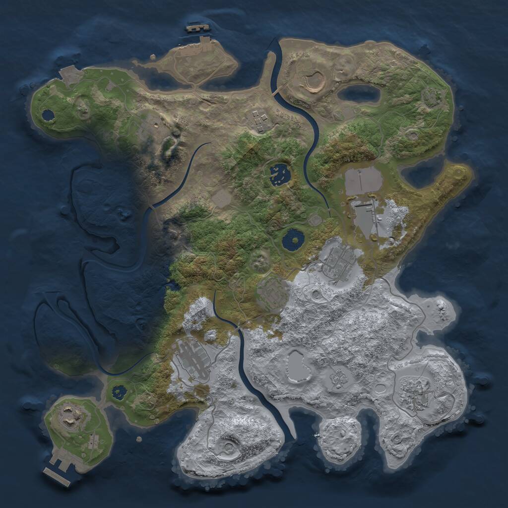 Rust Map: Procedural Map, Size: 3500, Seed: 1331288570, 16 Monuments
