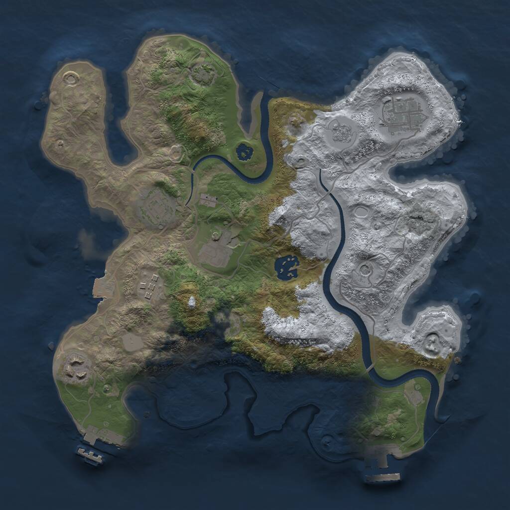 Rust Map: Procedural Map, Size: 3000, Seed: 2154, 12 Monuments