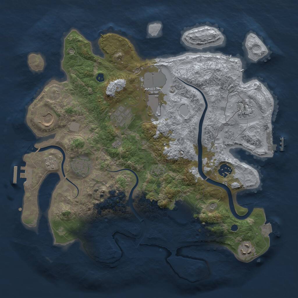 Rust Map: Procedural Map, Size: 3500, Seed: 1276867356, 15 Monuments