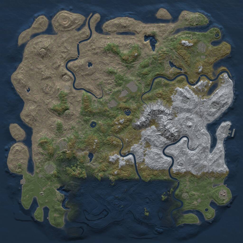 Rust Map: Procedural Map, Size: 6000, Seed: 1862995036, 17 Monuments