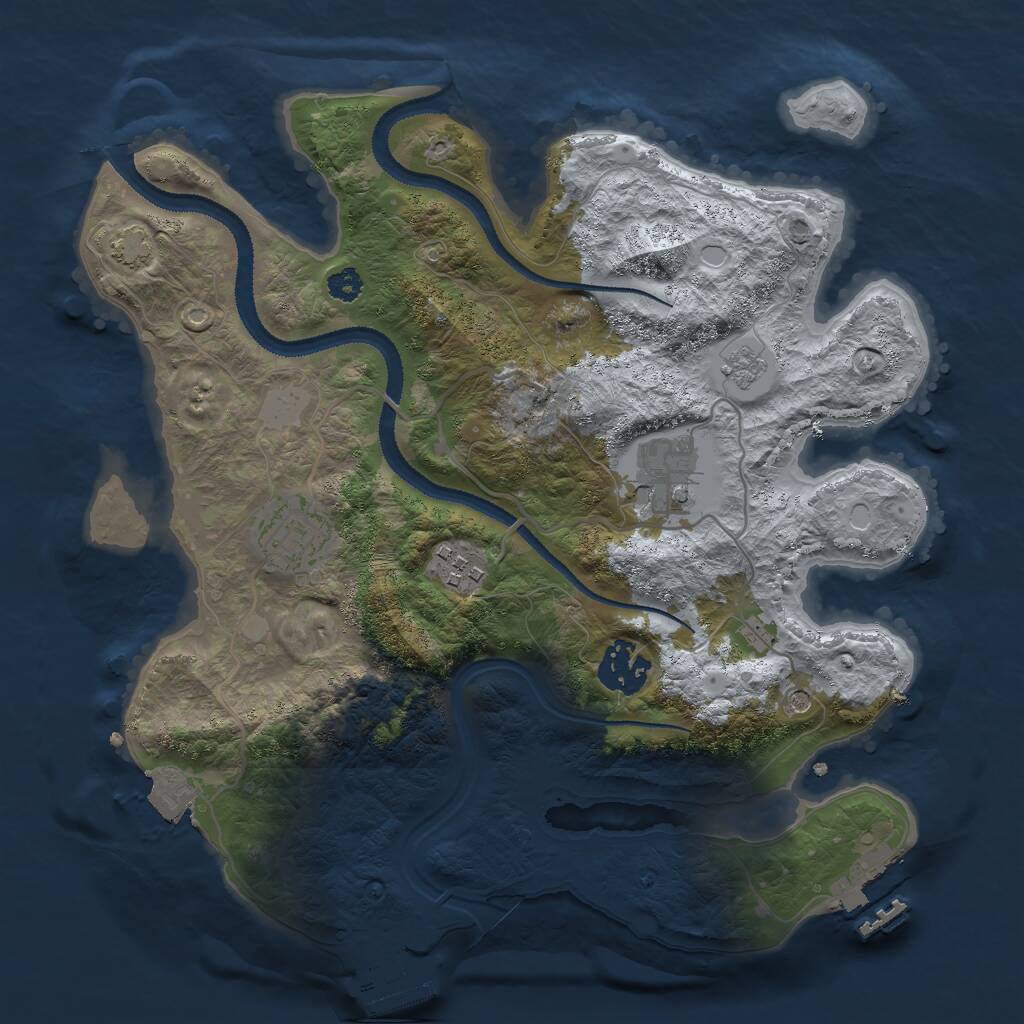 Rust Map: Procedural Map, Size: 3000, Seed: 20252025, 10 Monuments
