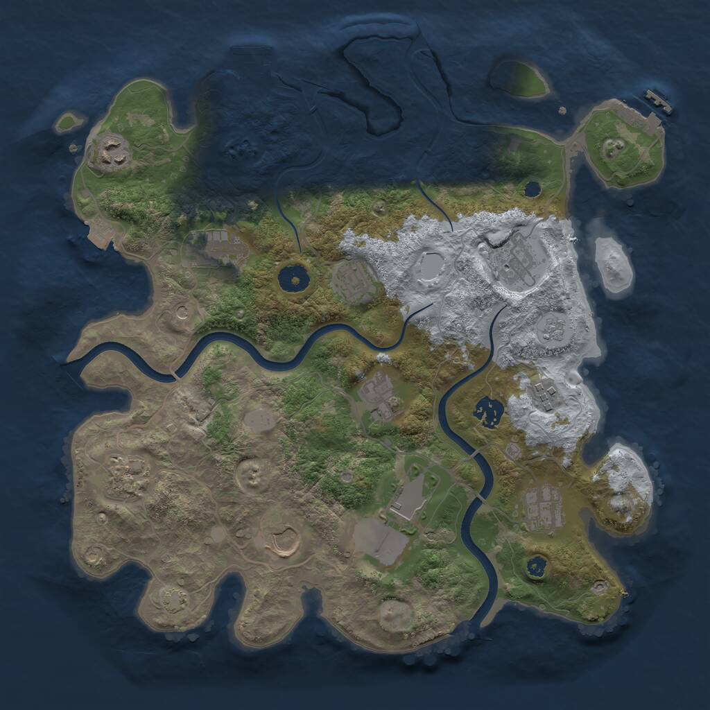 Rust Map: Procedural Map, Size: 3600, Seed: 40, 17 Monuments
