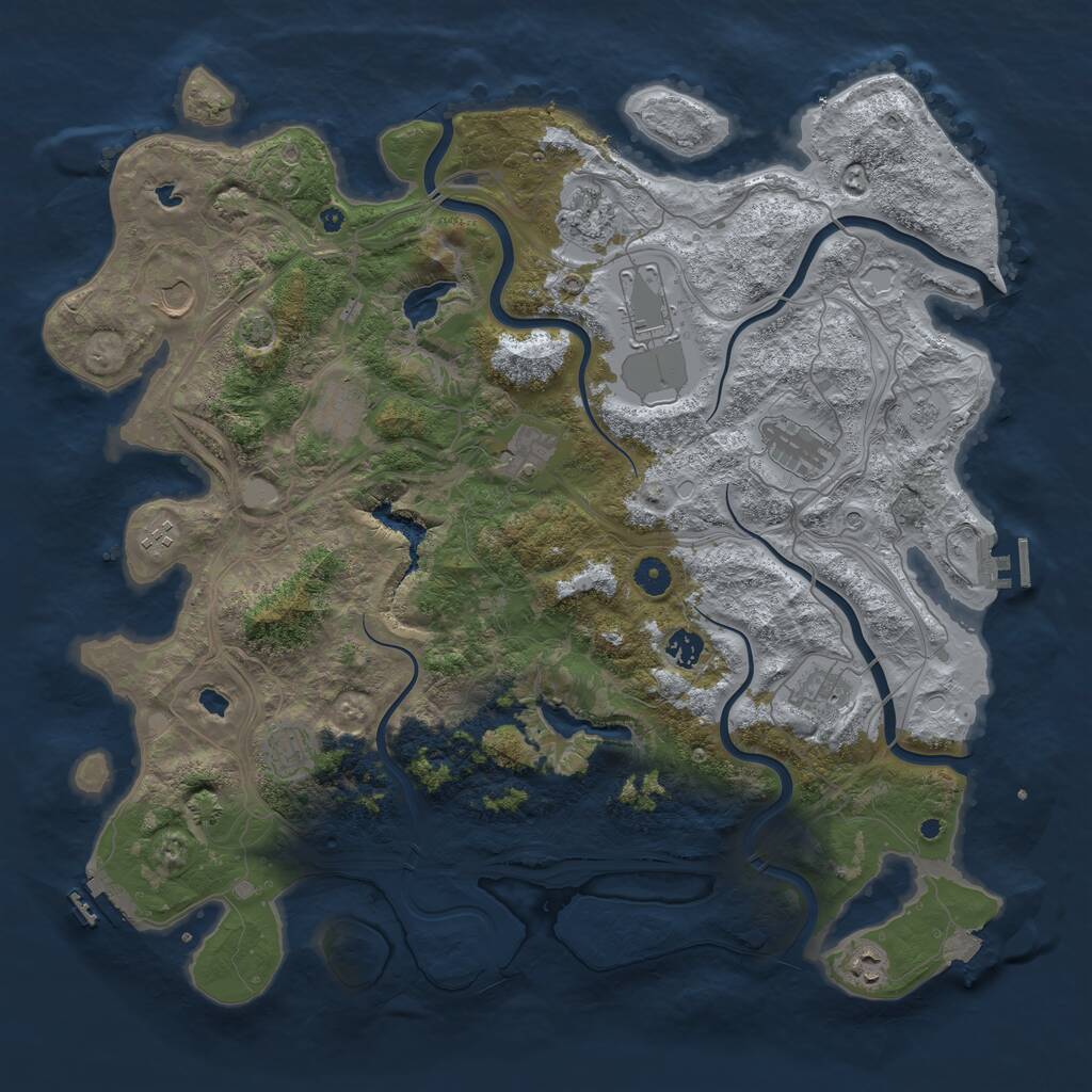 Rust Map: Procedural Map, Size: 4500, Seed: 364790580, 17 Monuments